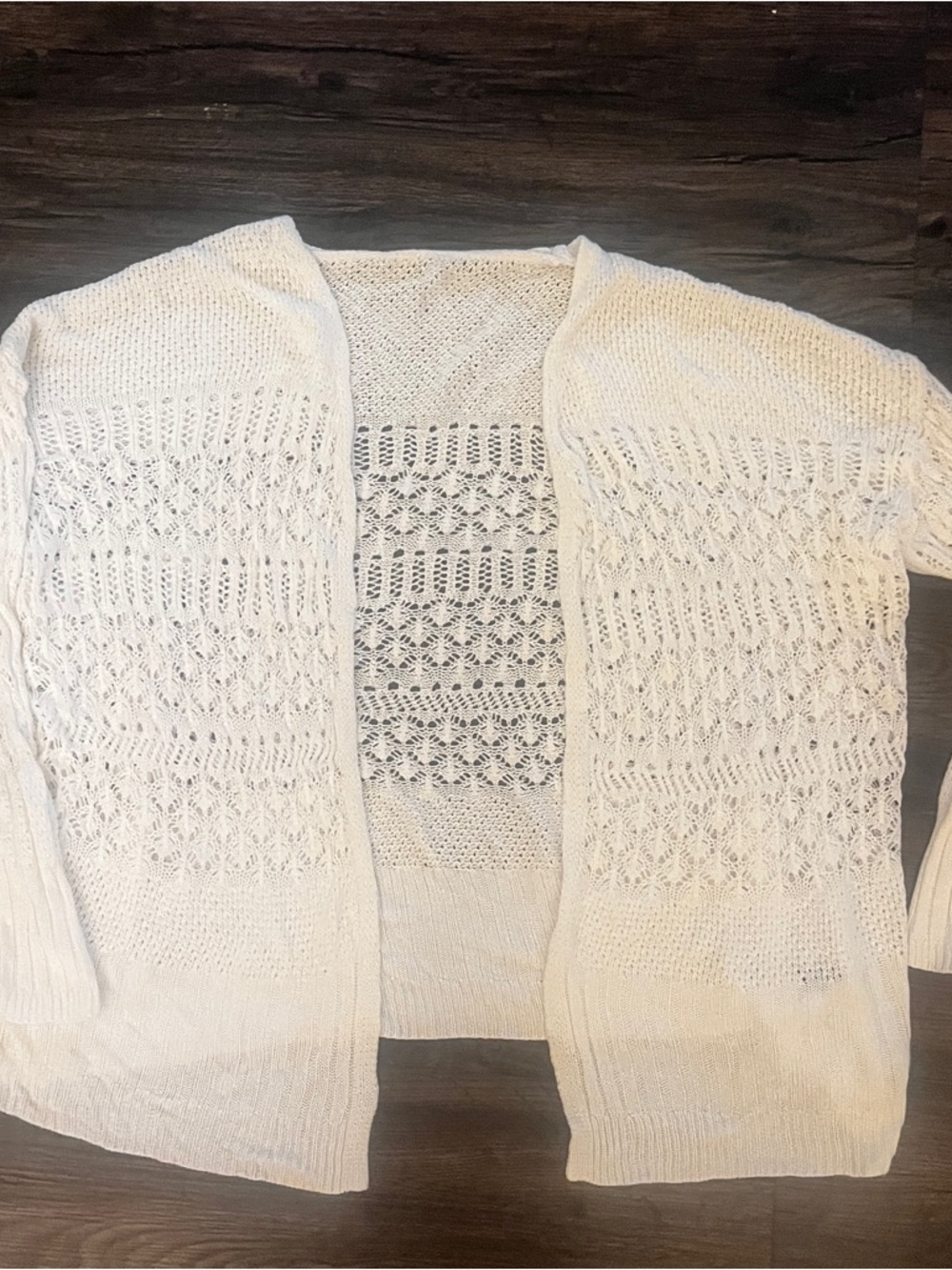 Zaful White Openwork Knit Cardigan